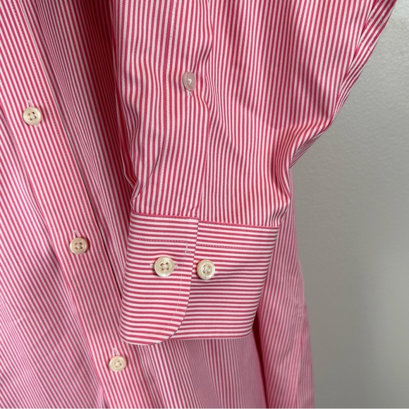 Peter Millar Nanoluxe Easy Care Large Pink White Stripe Button Down Men Shirt - Picture 5 of 10